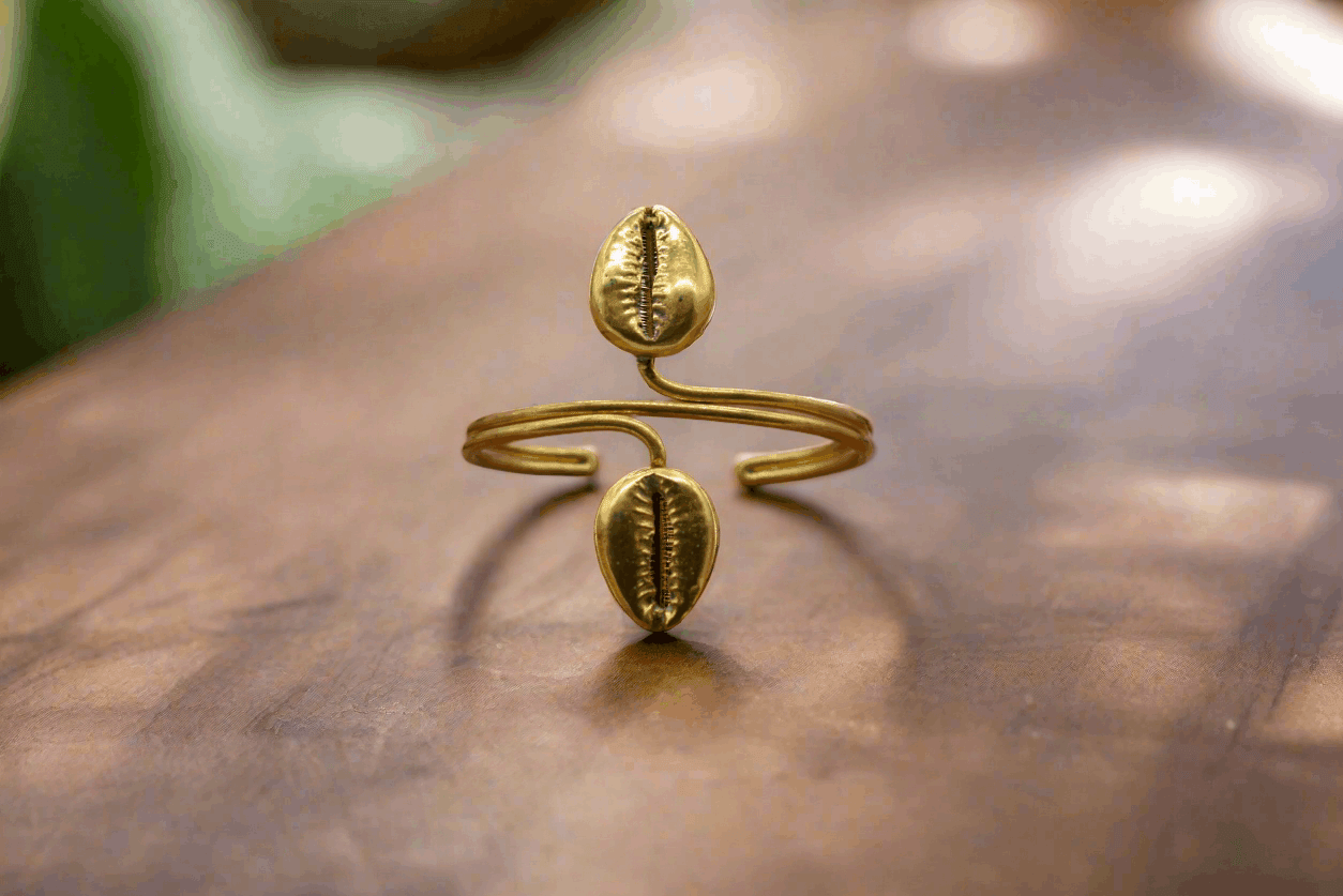 Brass Double Cowrie Shell Bracelet – Adjustable (2 Styles) - ONYX MODE