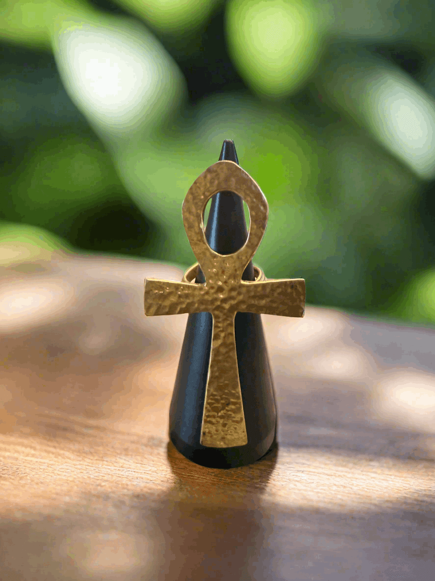Ankh Adjustable Brass Rings – African Symbol of Life (4 Styles) - ONYX MODE