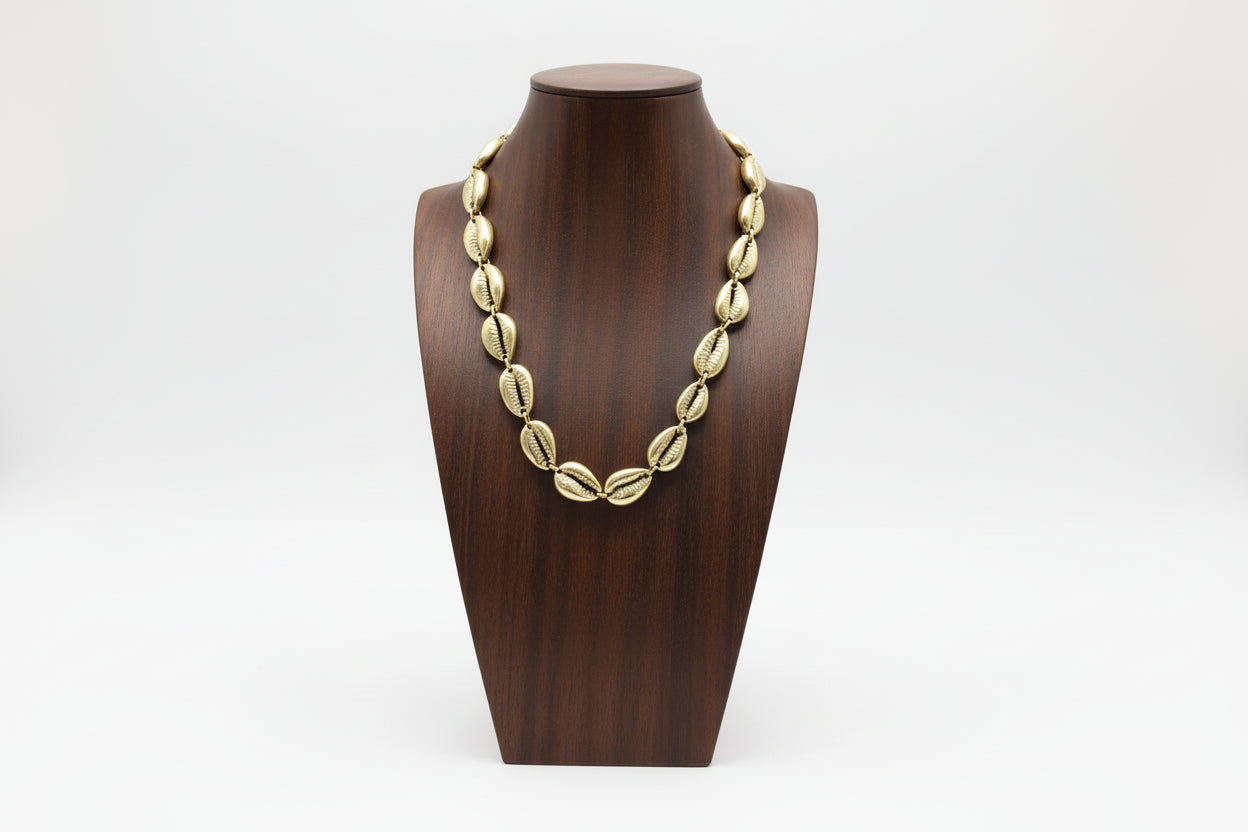 Brass Cowrie Prosperity Necklace – African Currency Statement Jewelry