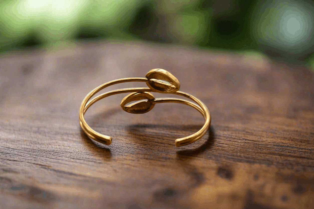 Brass Double Cowrie Shell Bracelet – Adjustable (2 Styles) - ONYX MODE