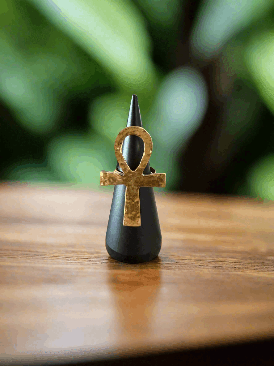Ankh Adjustable Brass Rings – African Symbol of Life (4 Styles) - ONYX MODE