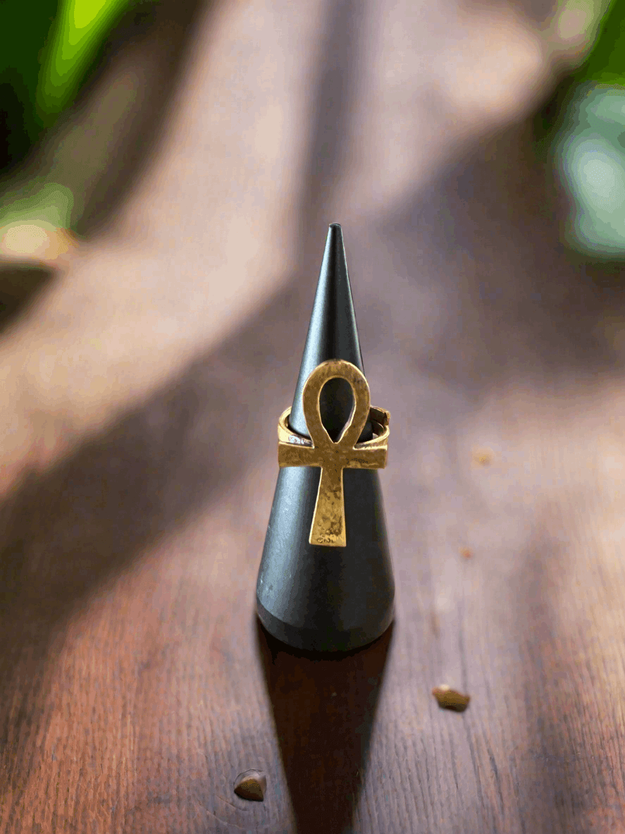 Ankh Adjustable Brass Rings – African Symbol of Life (4 Styles) - ONYX MODE