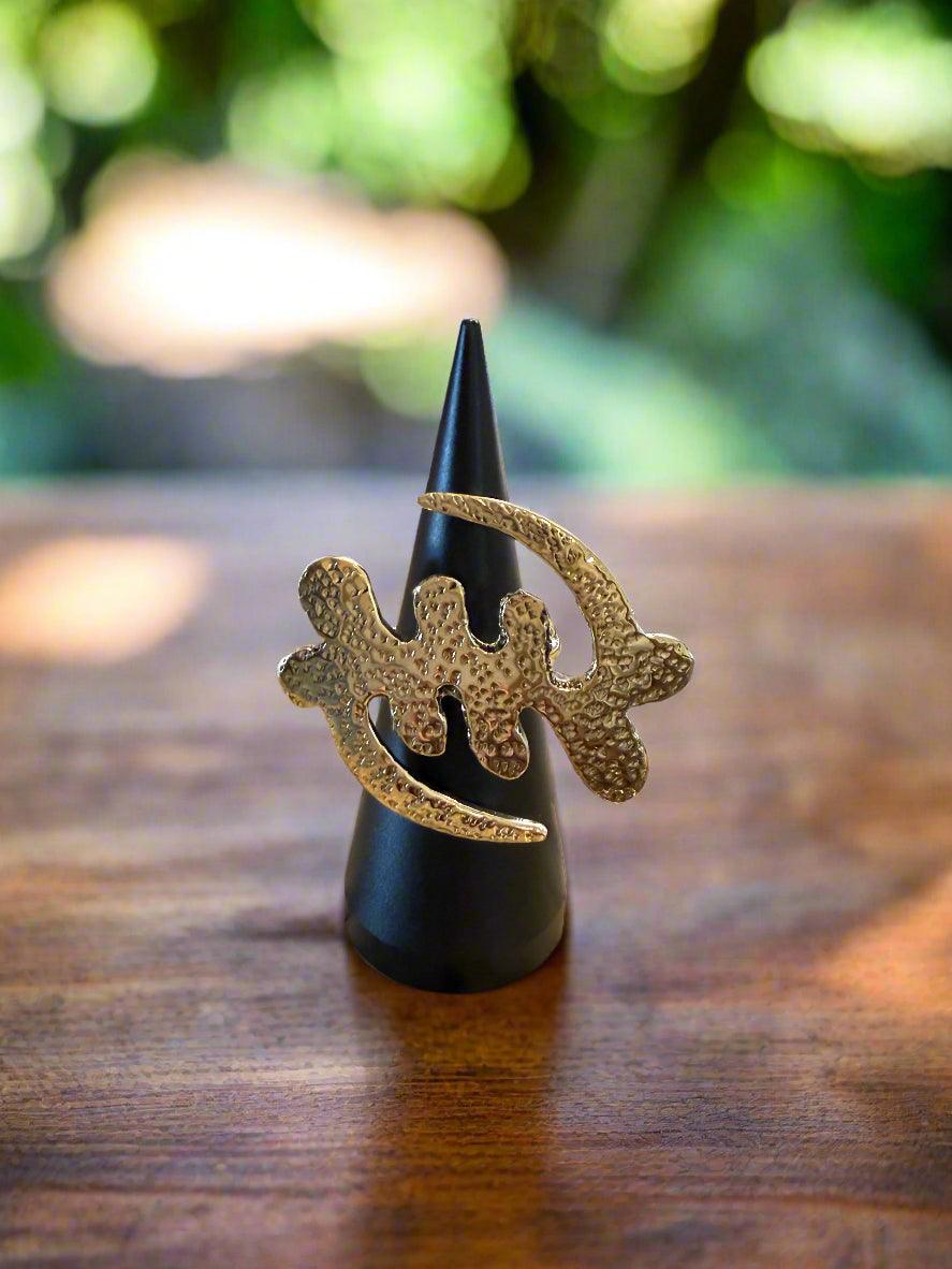 Adinkra Legacy Rings – Adjustable Brass Symbols of African Wisdom - ONYX MODE