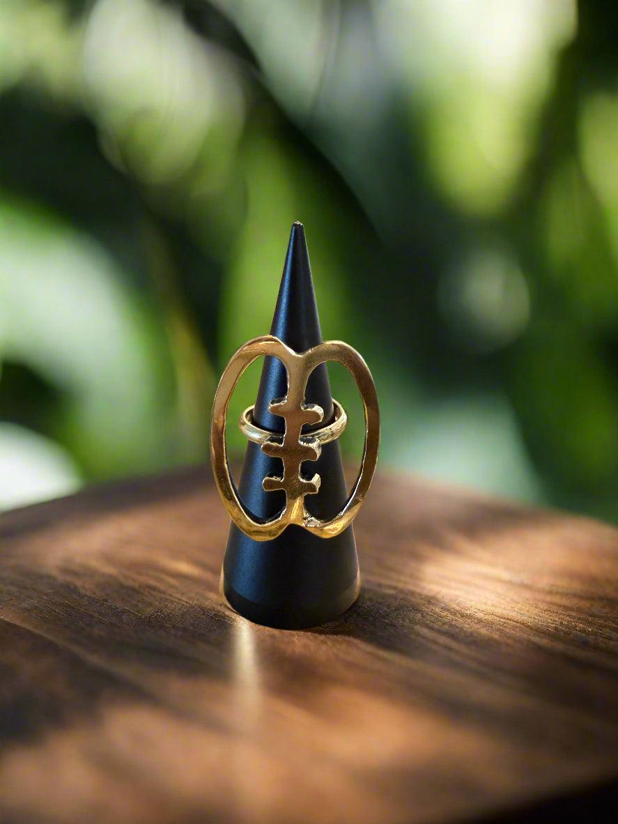 Adinkra Legacy Rings – Adjustable Brass Symbols of African Wisdom - ONYX MODE