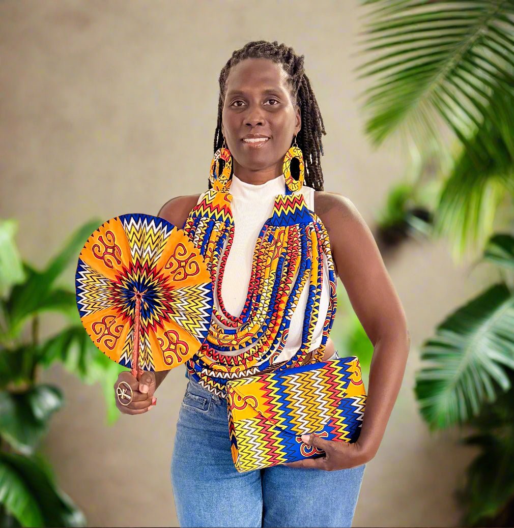 Ankara Royal Set β Necklace, Clutch, Fan & Free Earrings + Free Shipping - ONYX MODE