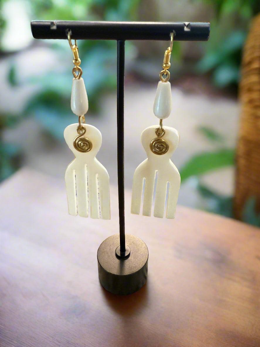 Bone & Brass Earrings – Carved in Culture Collection | Hoops, Geometric & Statement Styles - ONYX MODE