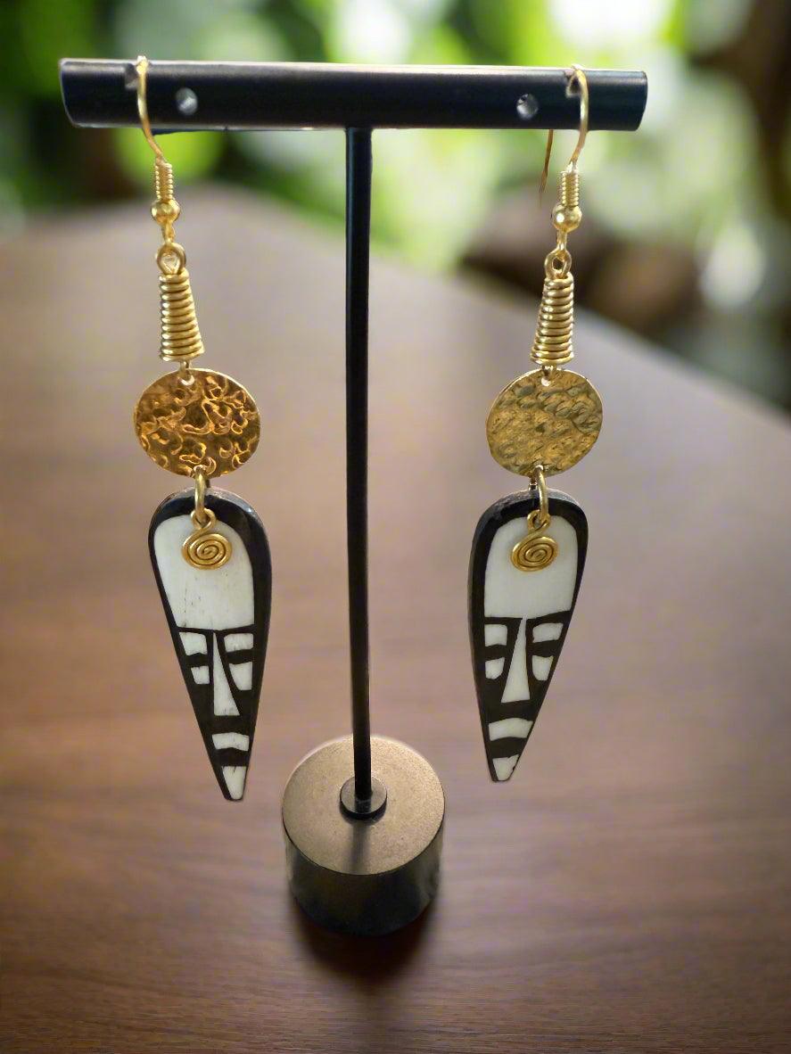 Bone & Brass Earrings – Carved in Culture Collection | Hoops, Geometric & Statement Styles - ONYX MODE