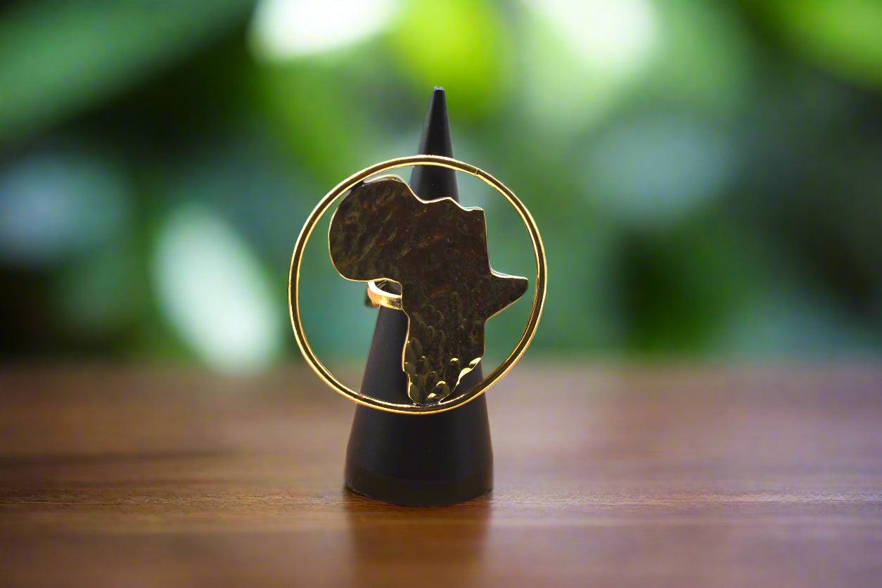 Brass Africa Map Adjustable Rings - 6 Styles - ONYX MODE