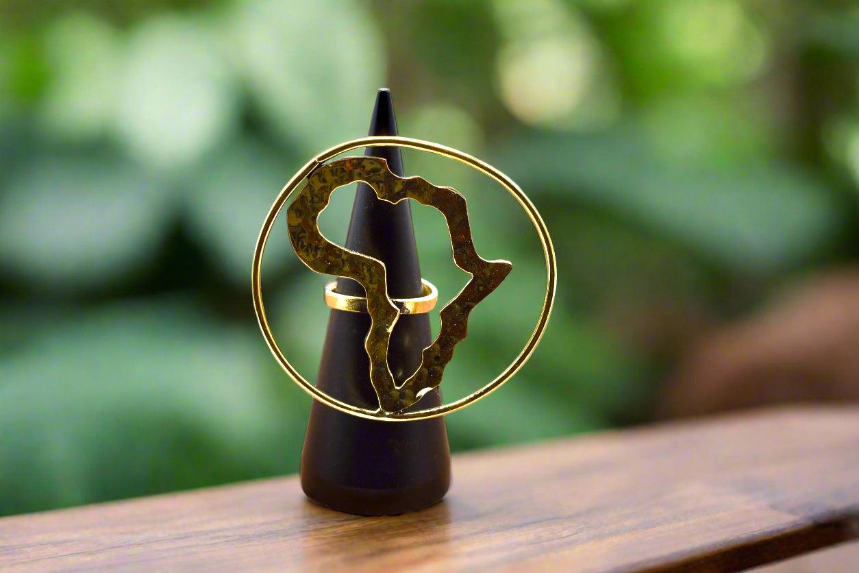 Brass Africa Map Adjustable Rings - 6 Styles - ONYX MODE