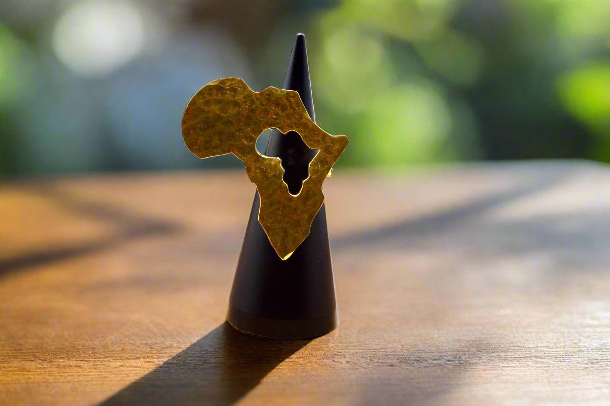 Brass Africa Map Adjustable Rings - 6 Styles - ONYX MODE