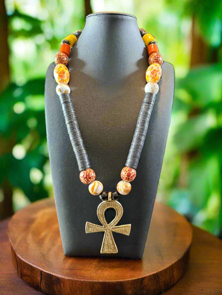 Brass & Beaded Pendant Necklaces – Handmade in Ghana | African Statement Jewelry - ONYX MODE