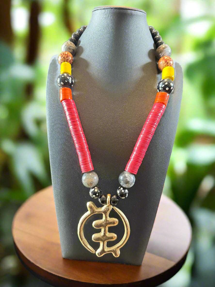 Brass & Beaded Pendant Necklaces – Handmade in Ghana | African Statement Jewelry - ONYX MODE