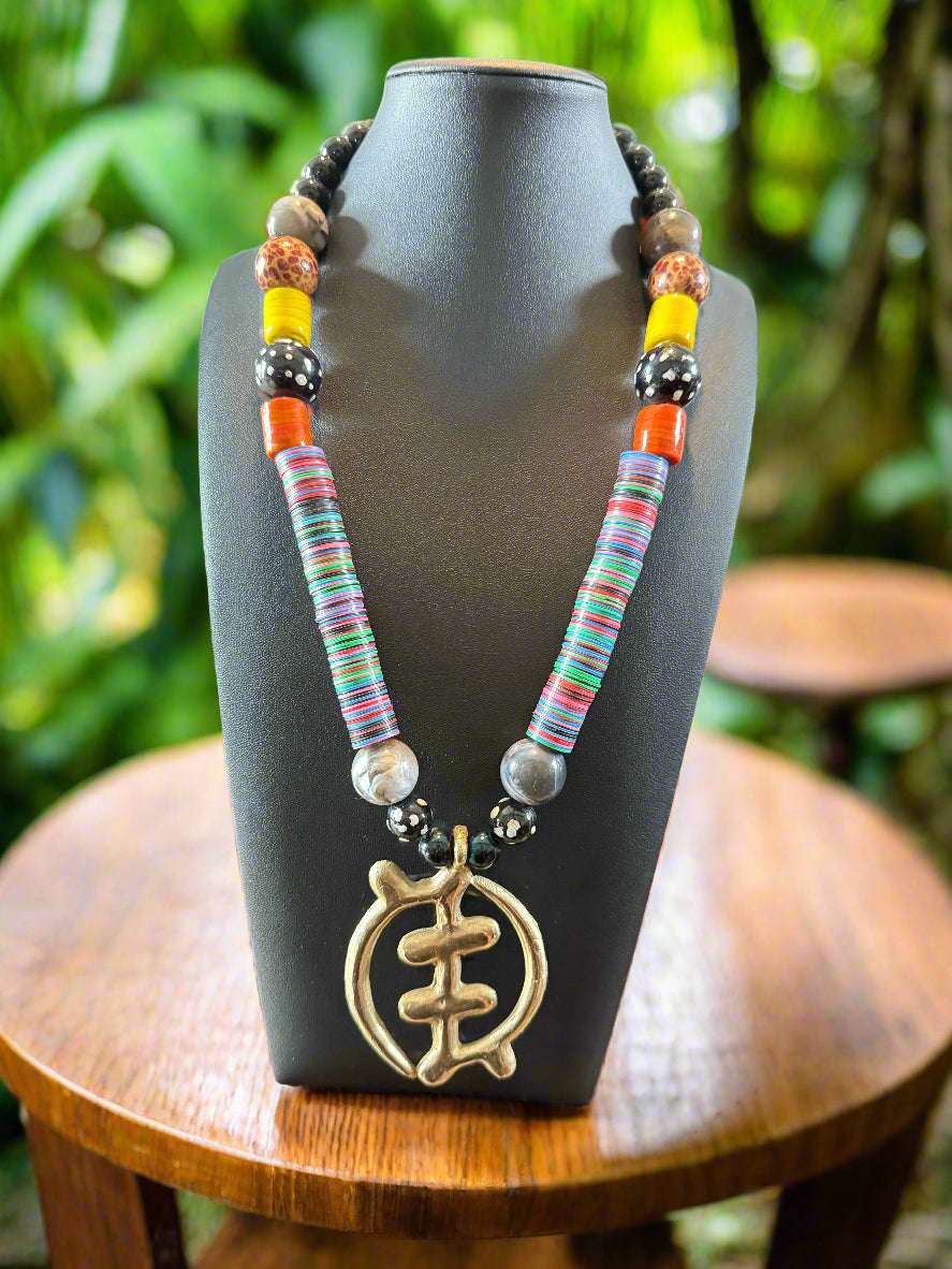 Brass & Beaded Pendant Necklaces – Handmade in Ghana | African Statement Jewelry - ONYX MODE