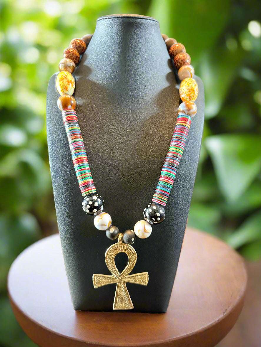 Brass & Beaded Pendant Necklaces – Handmade in Ghana | African Statement Jewelry - ONYX MODE