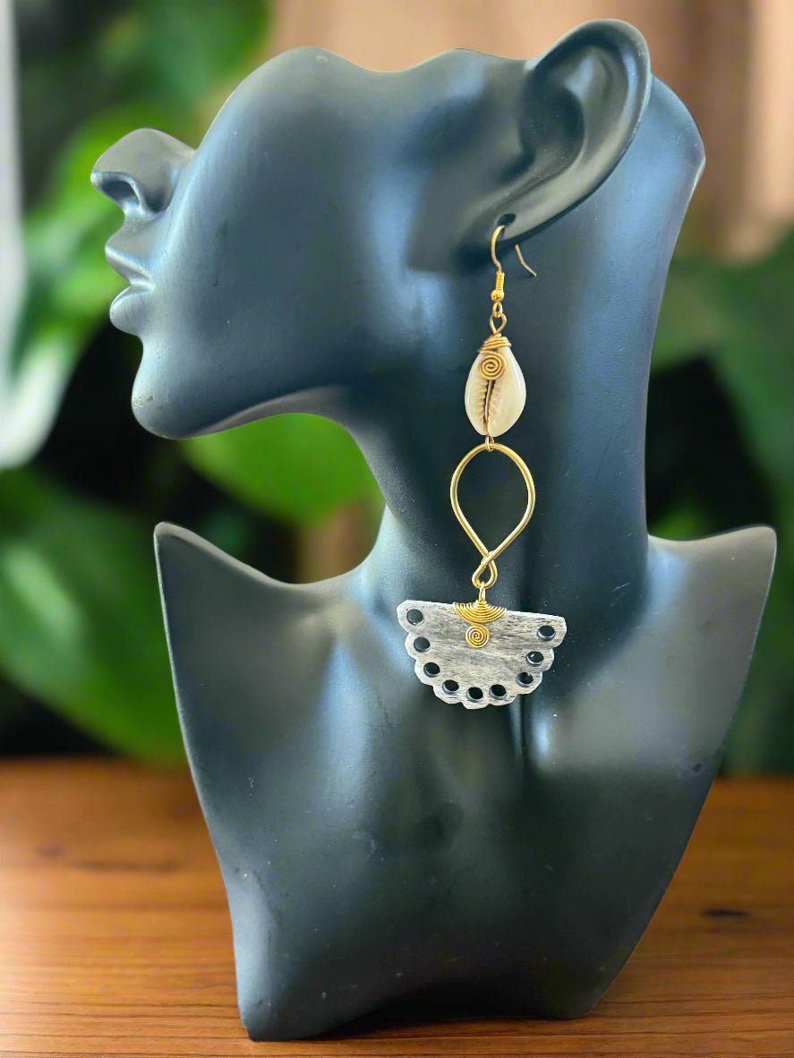 Cowrie Shell Earrings – Handmade African Jewelry - ONYX MODE