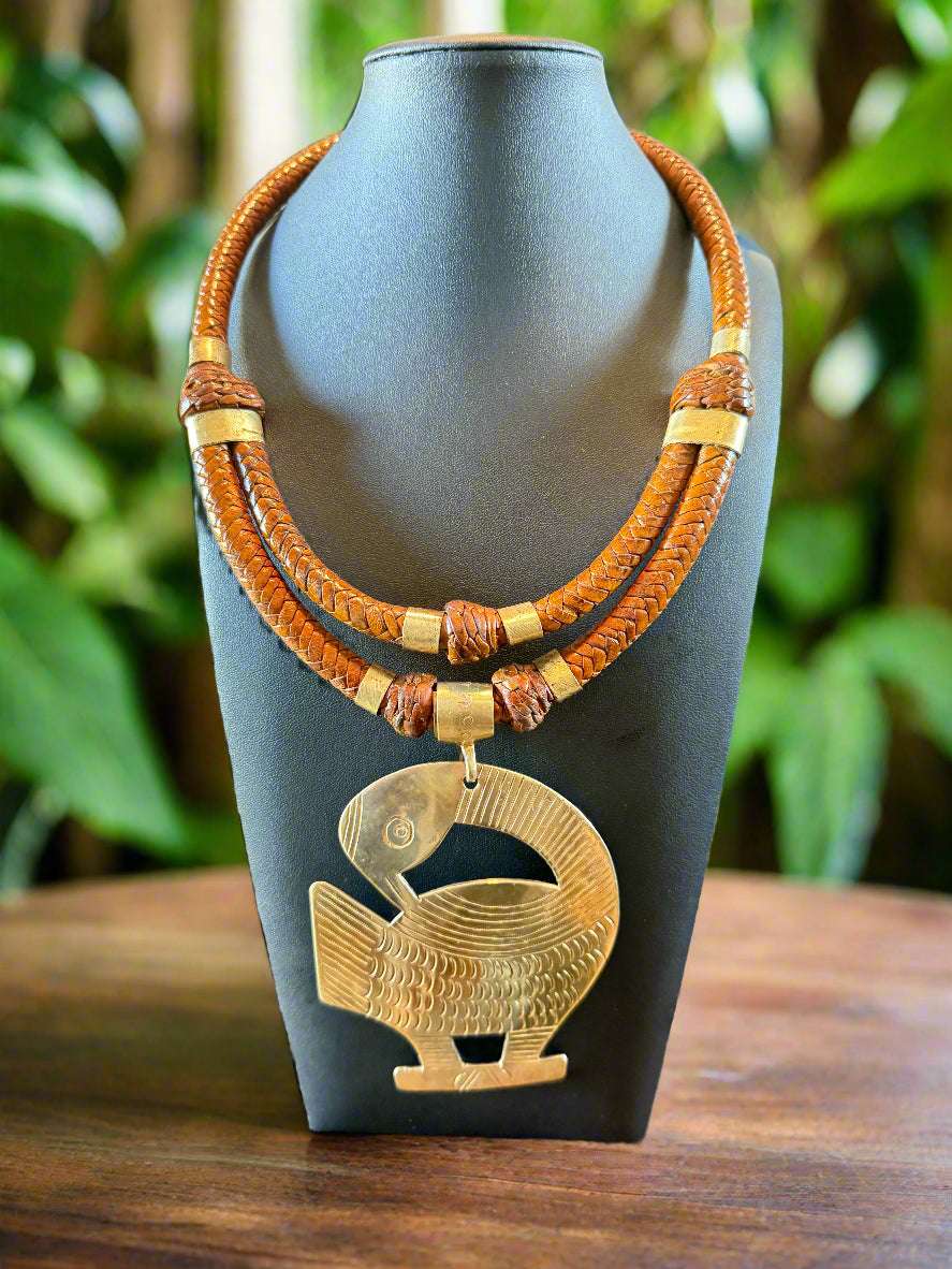 Heritage Pendant Necklace Collection – Oversized Brass & Silver Pewter Designs on Genuine Leather - ONYX MODE