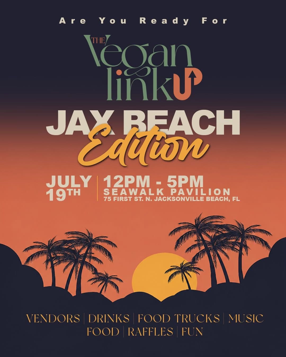 The Vegan Link Up – Jax Beach Edition Event Flyer