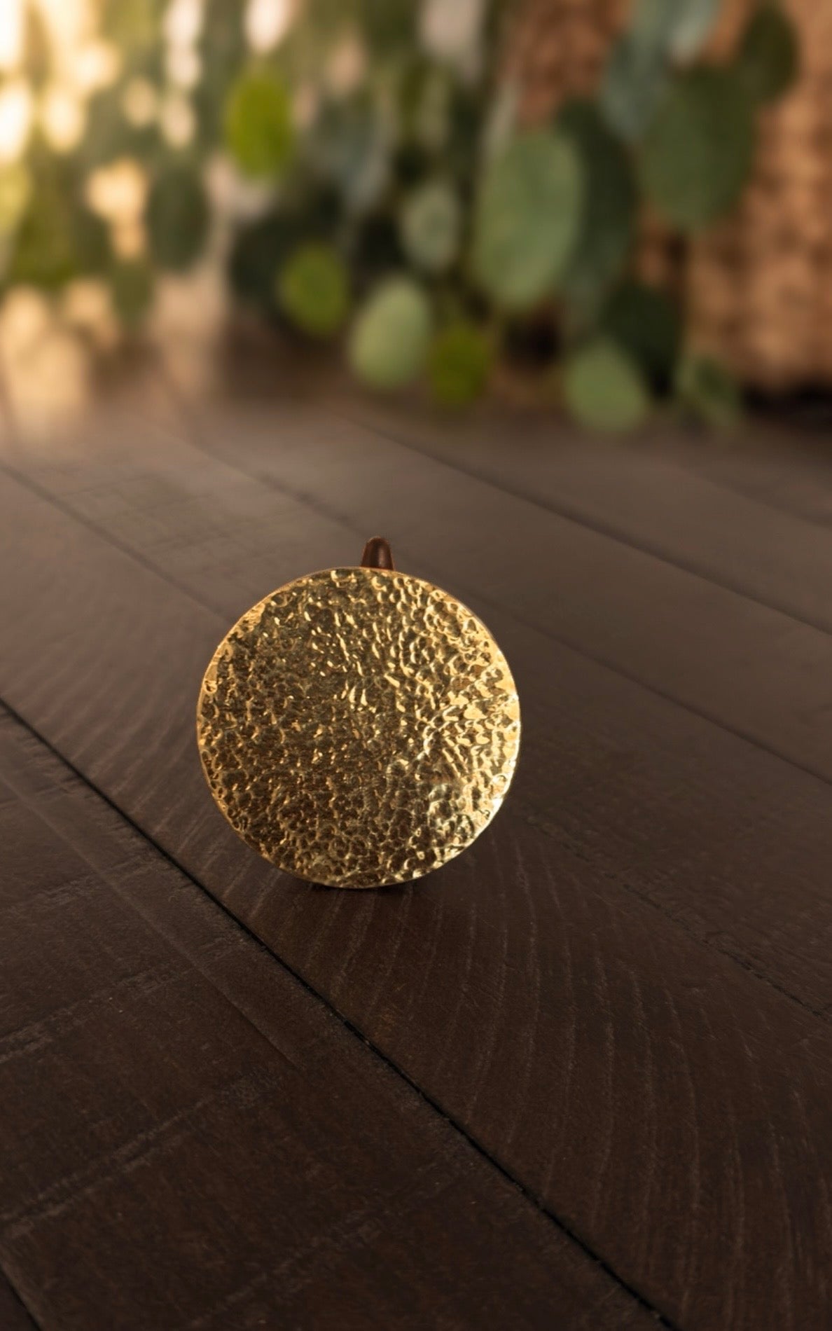 Hammered Circle Brass Statement Ring