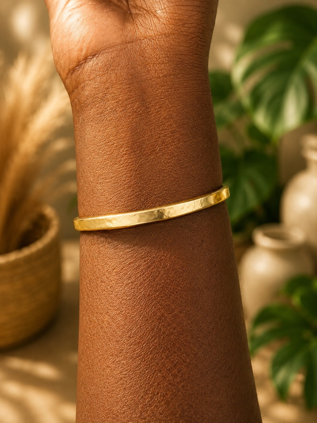 Double Cowrie Shell Brass Bracelet