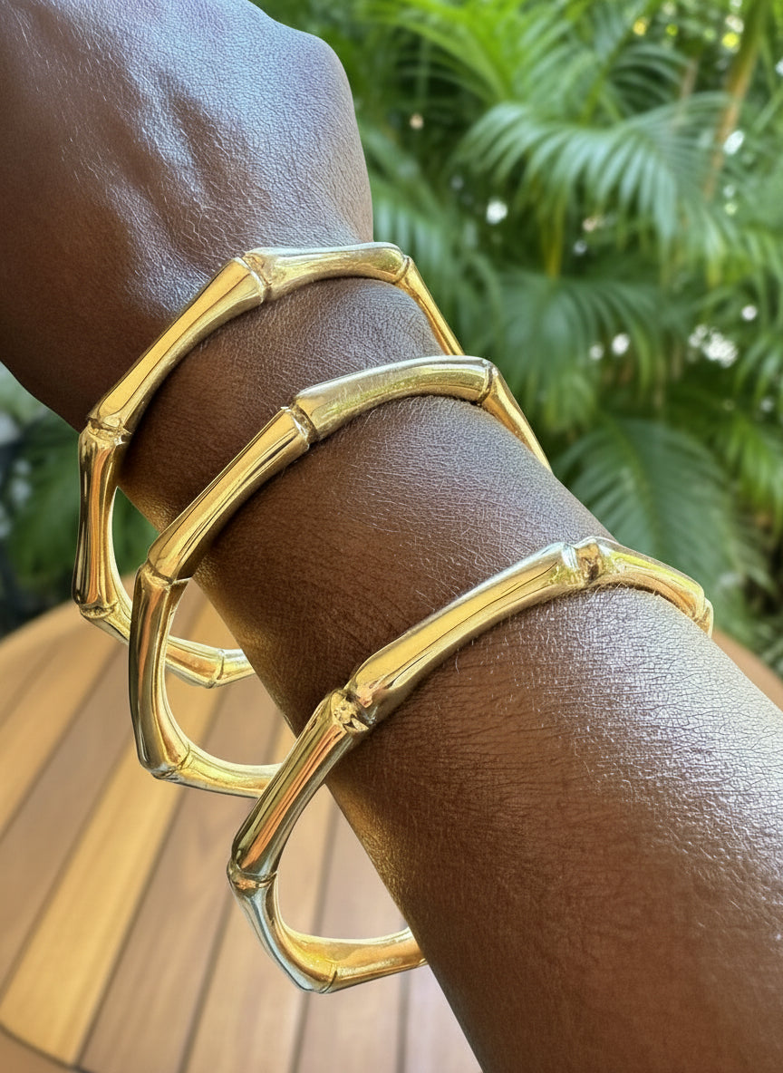 Brass Bamboo Bangle – Around The Way Glow