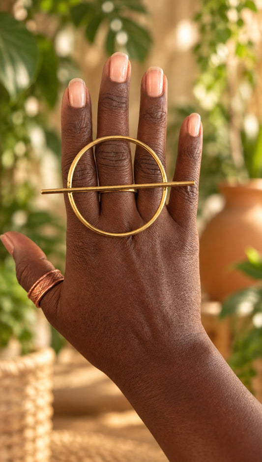 Open Circle Brass Statement Ring