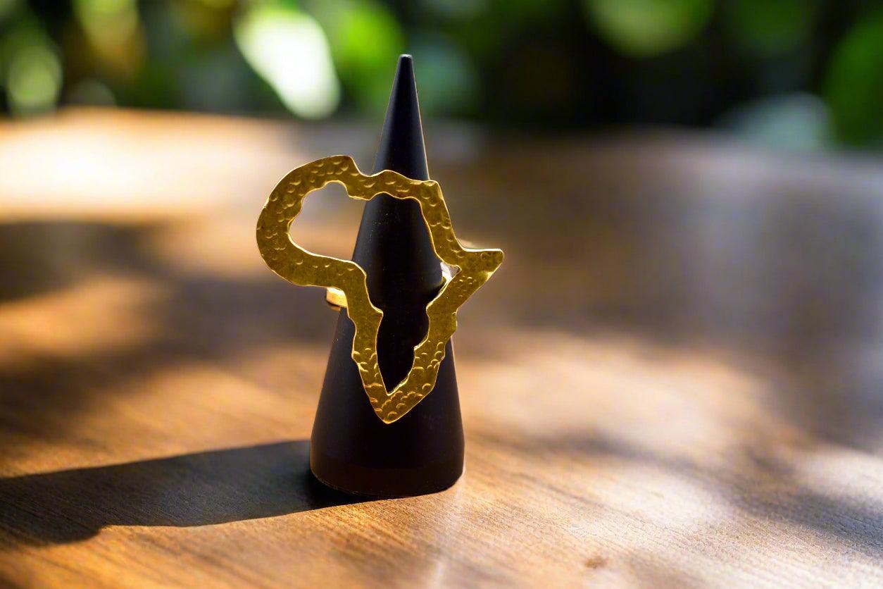 Africa Continent Brass Rings | Adjustable, 6 Heritage Styles