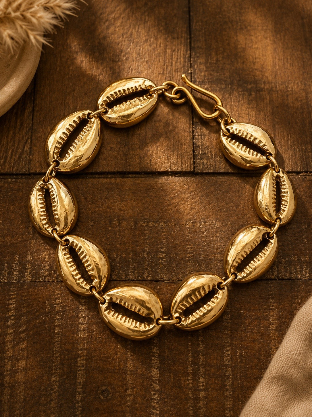 Brass Cowrie Shell Convertible Bracelet Anklet