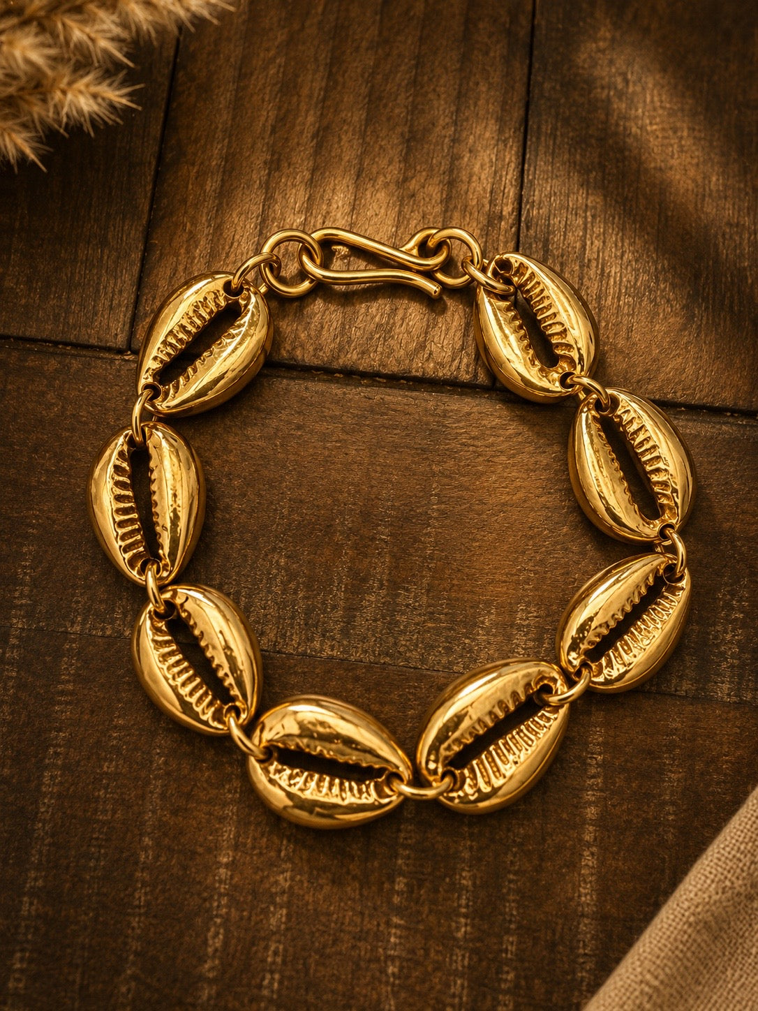 Brass Cowrie Shell Convertible Bracelet Anklet