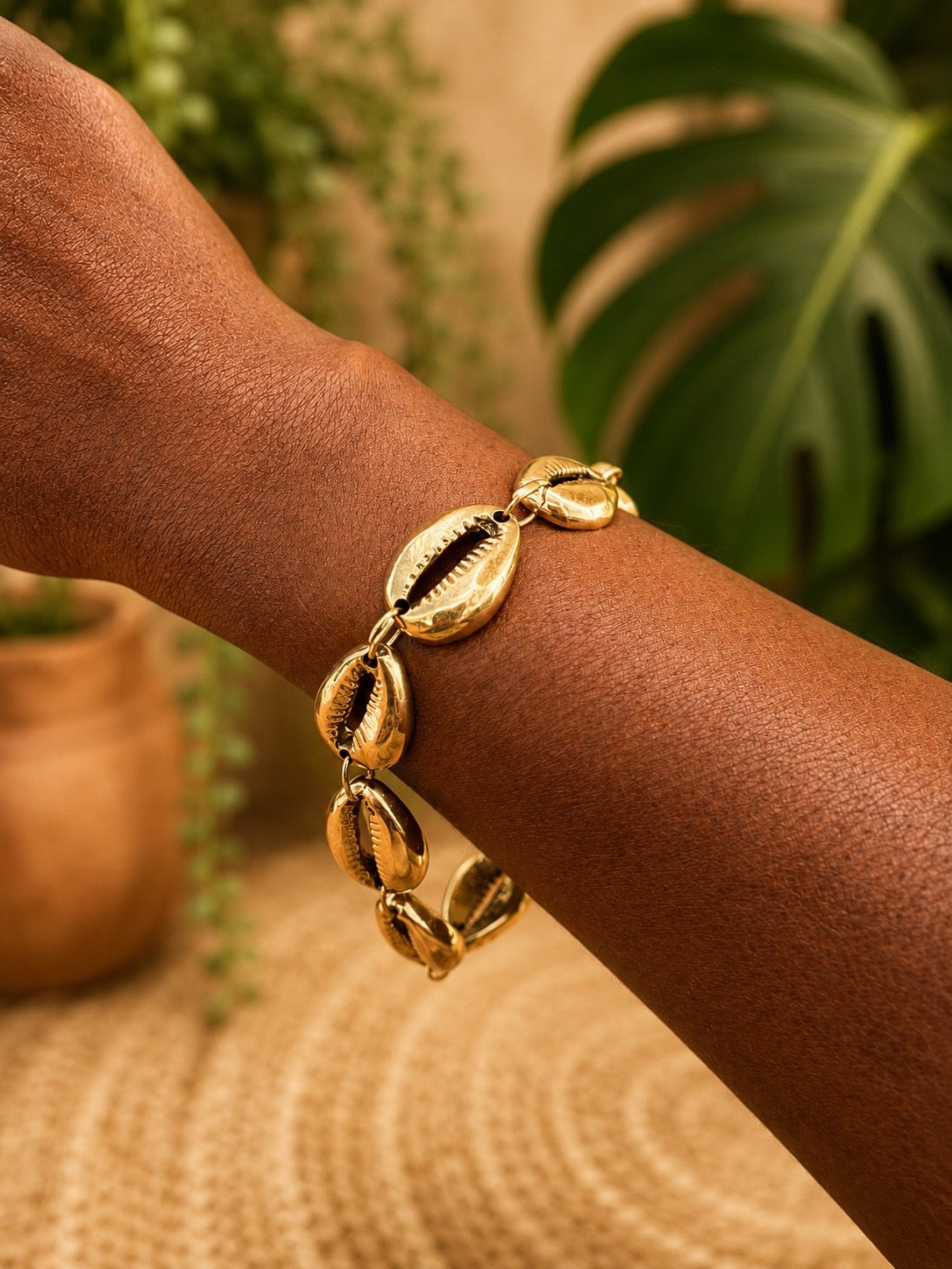 Brass Cowrie Shell Convertible Bracelet Anklet