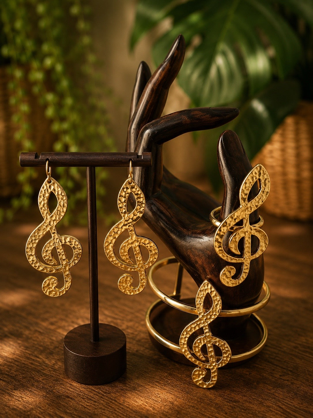 Treble Clef Brass Jewelry Set