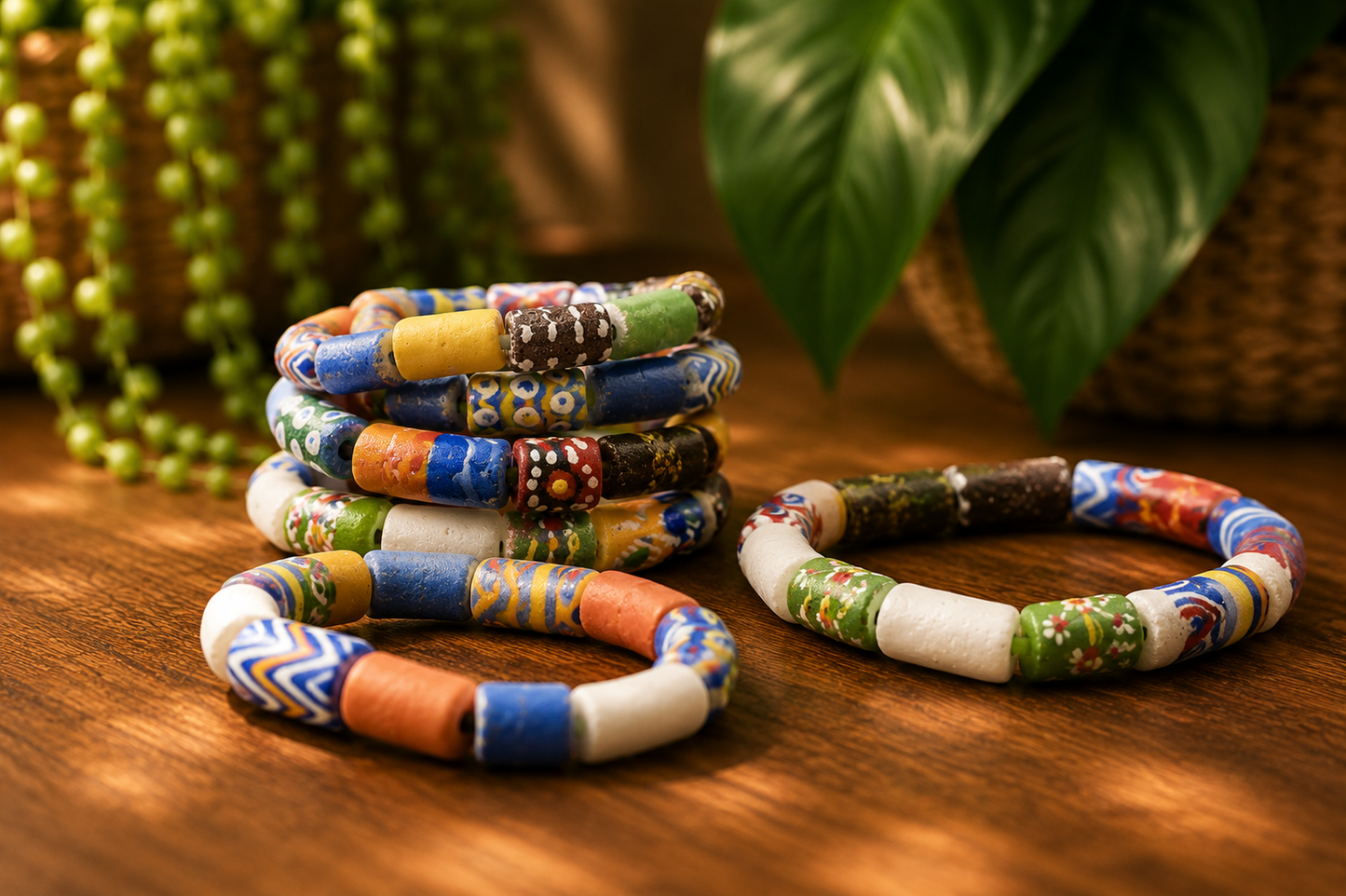 African Trade Bead Bracelet