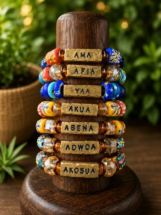 Women’s Ghanaian Day Name Beaded Bracelet
