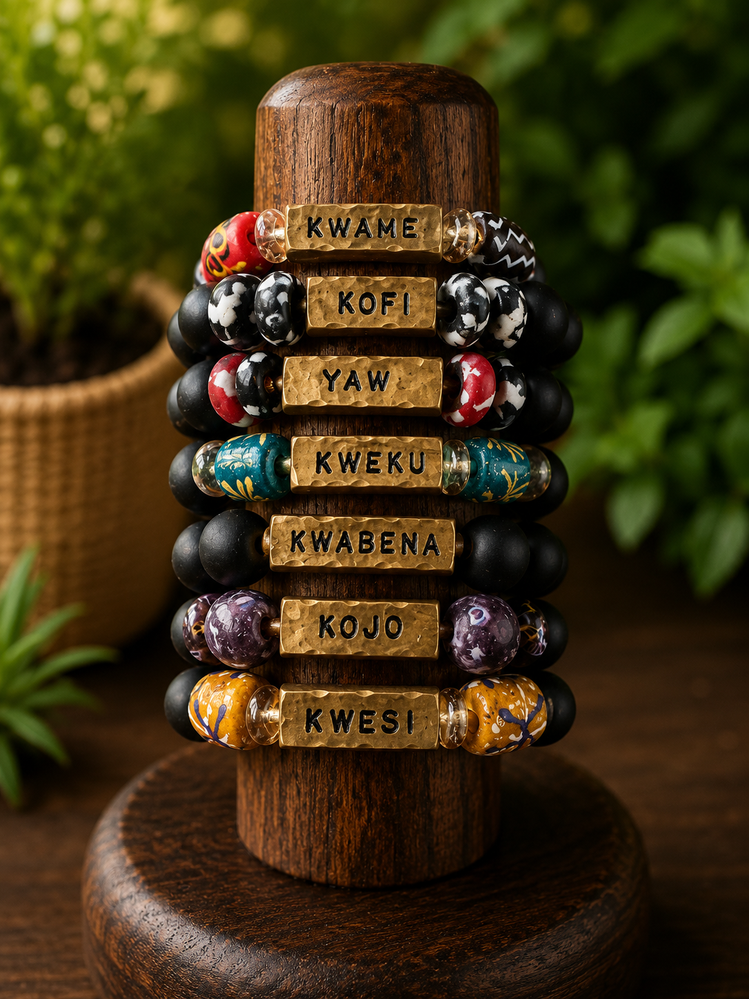 Men’s Ghanaian Day Name Beaded Bracelet