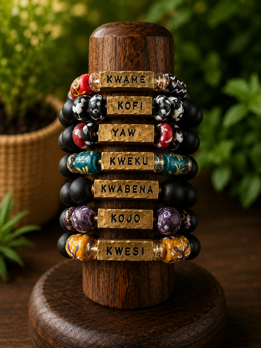 Men’s Ghanaian Day Name Beaded Bracelet