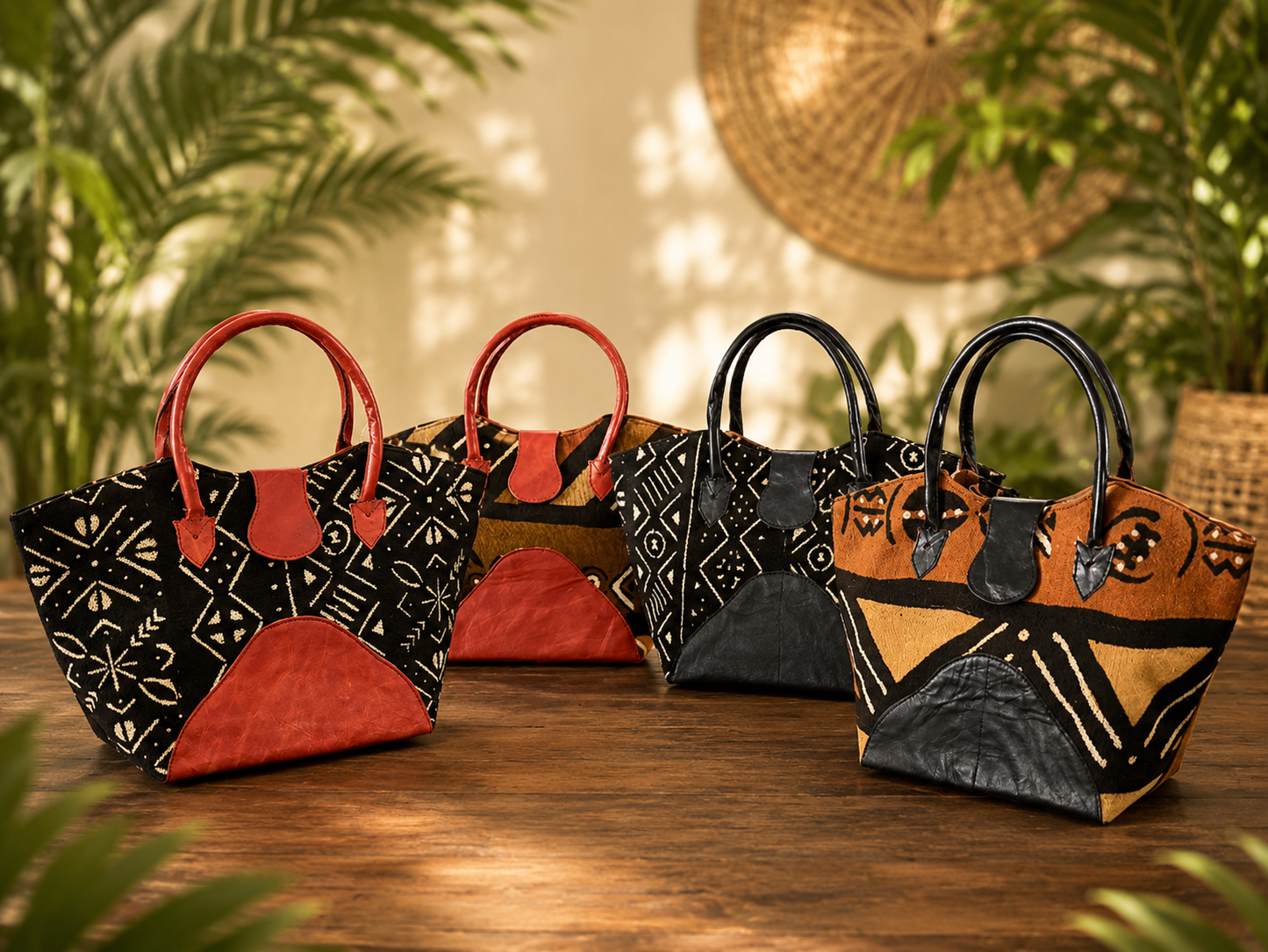 Mudcloth Leather Handbag