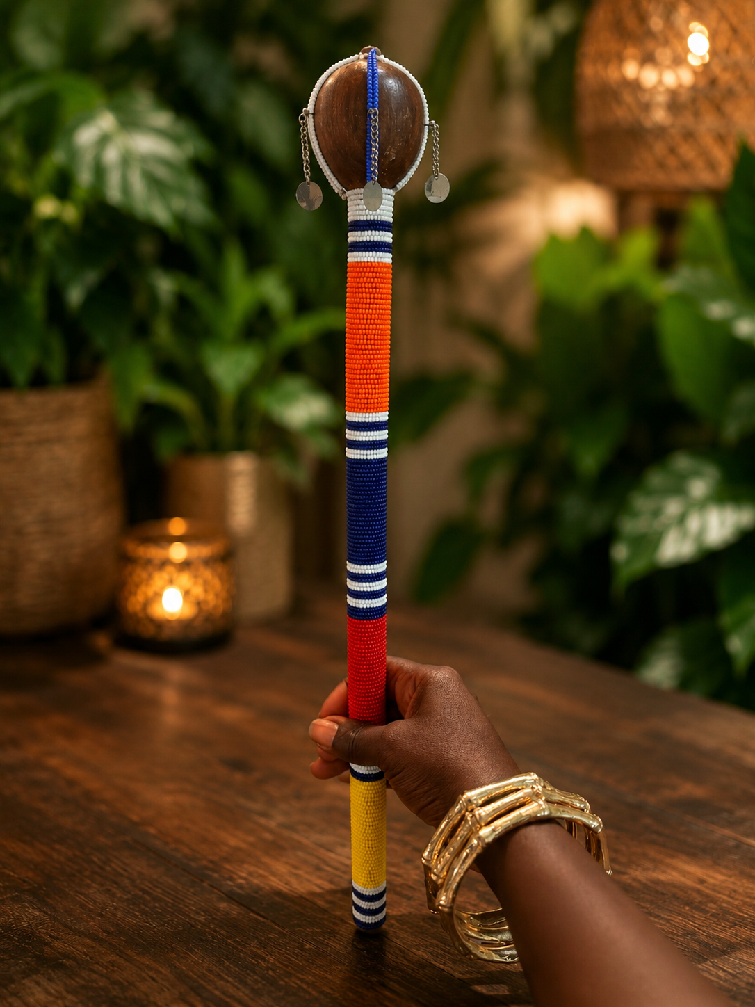 Traditional Maasai Beaded Rungu