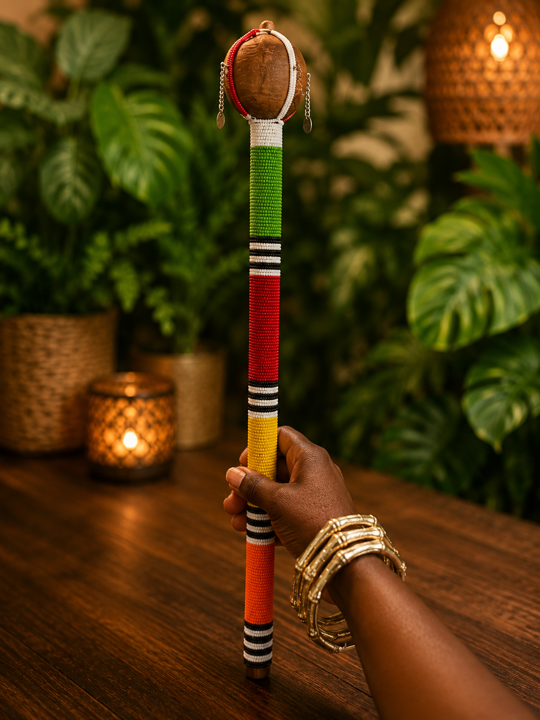 Traditional Maasai Beaded Rungu