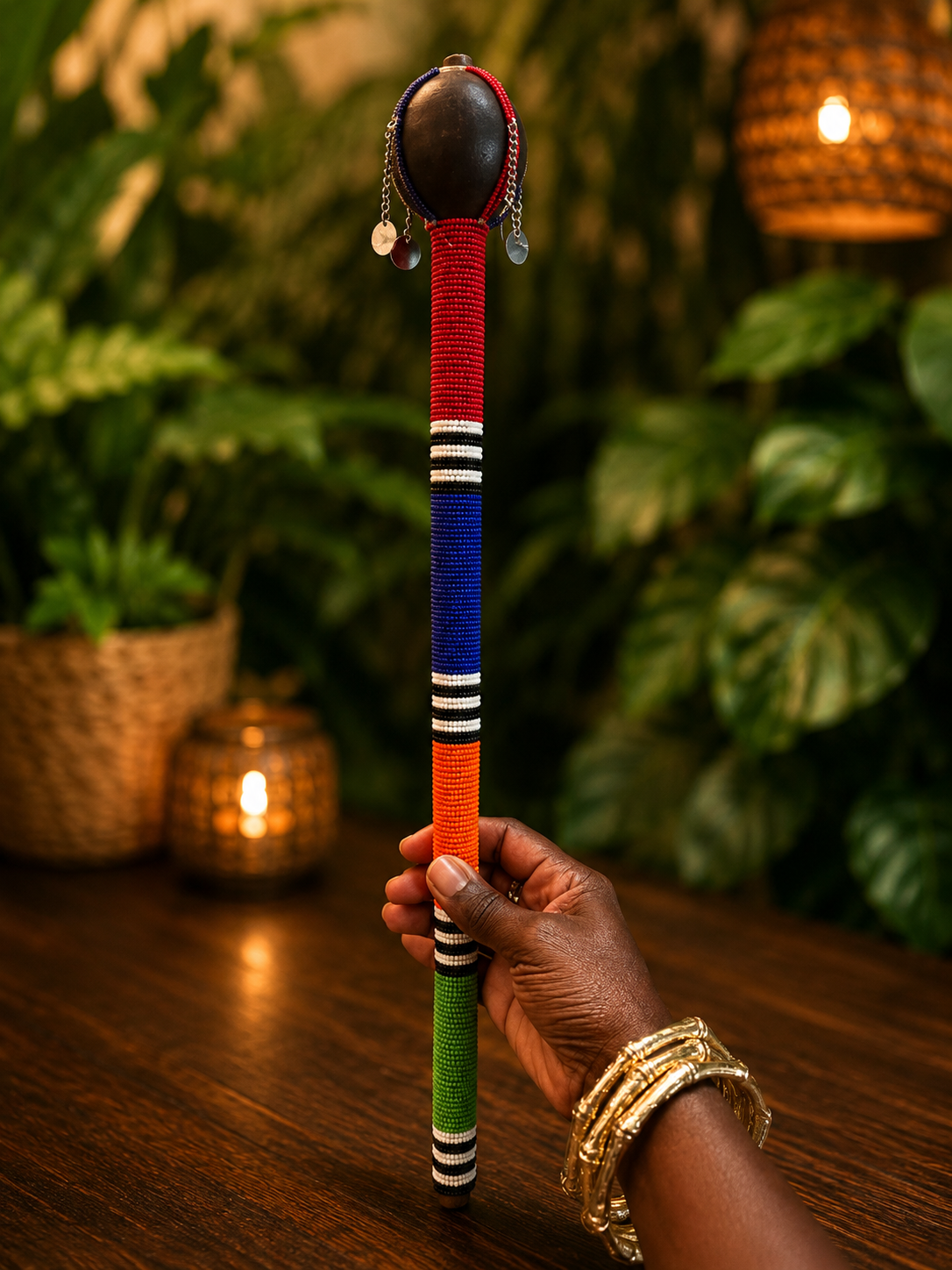 Traditional Maasai Beaded Rungu