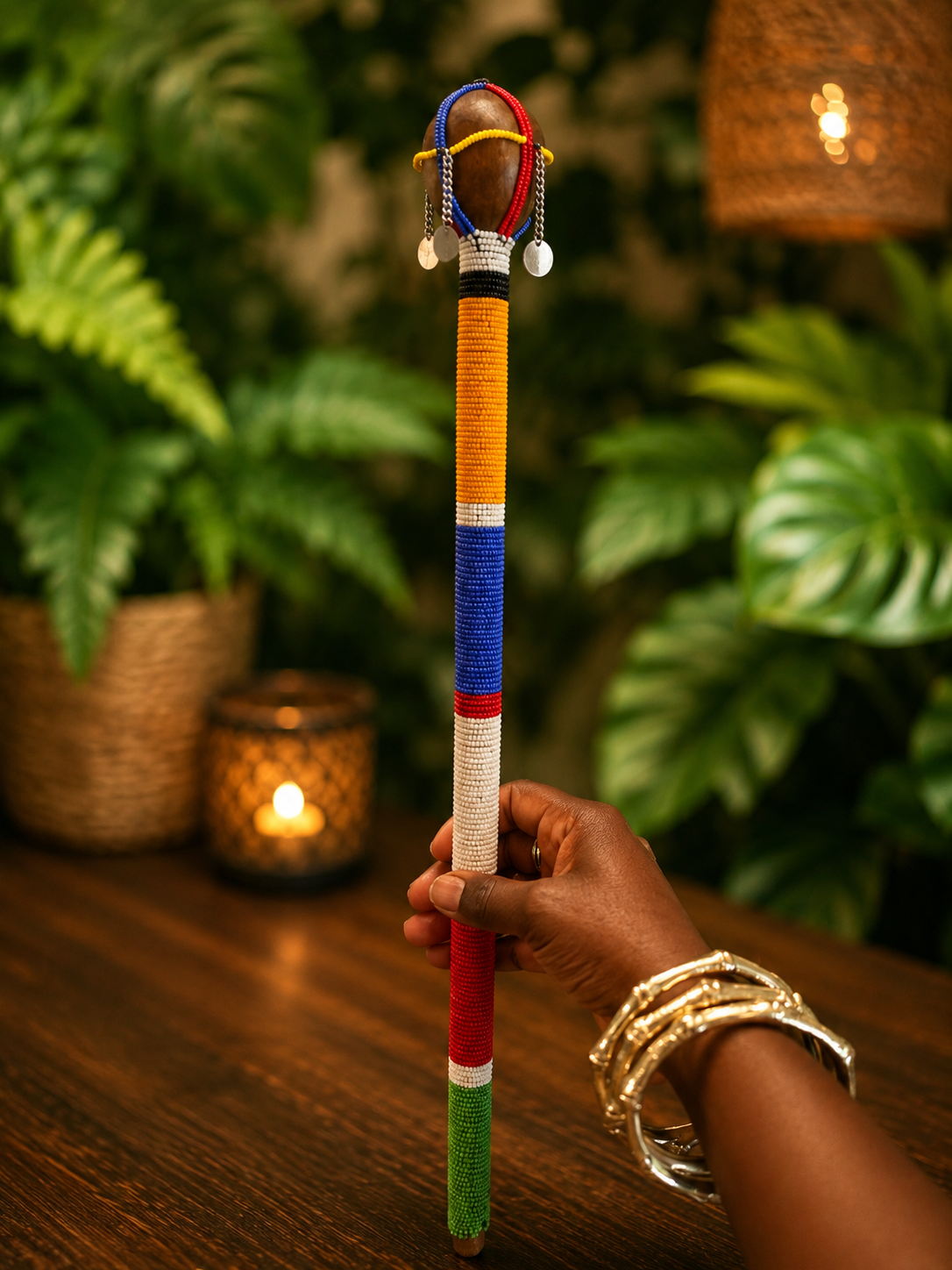 Traditional Maasai Beaded Rungu