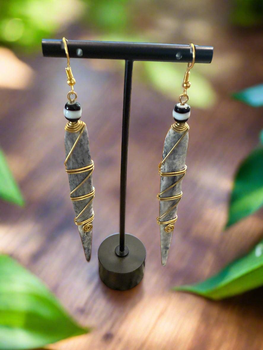 Bone & Brass Earrings | Handmade Hoops, Tribal & Geometric
