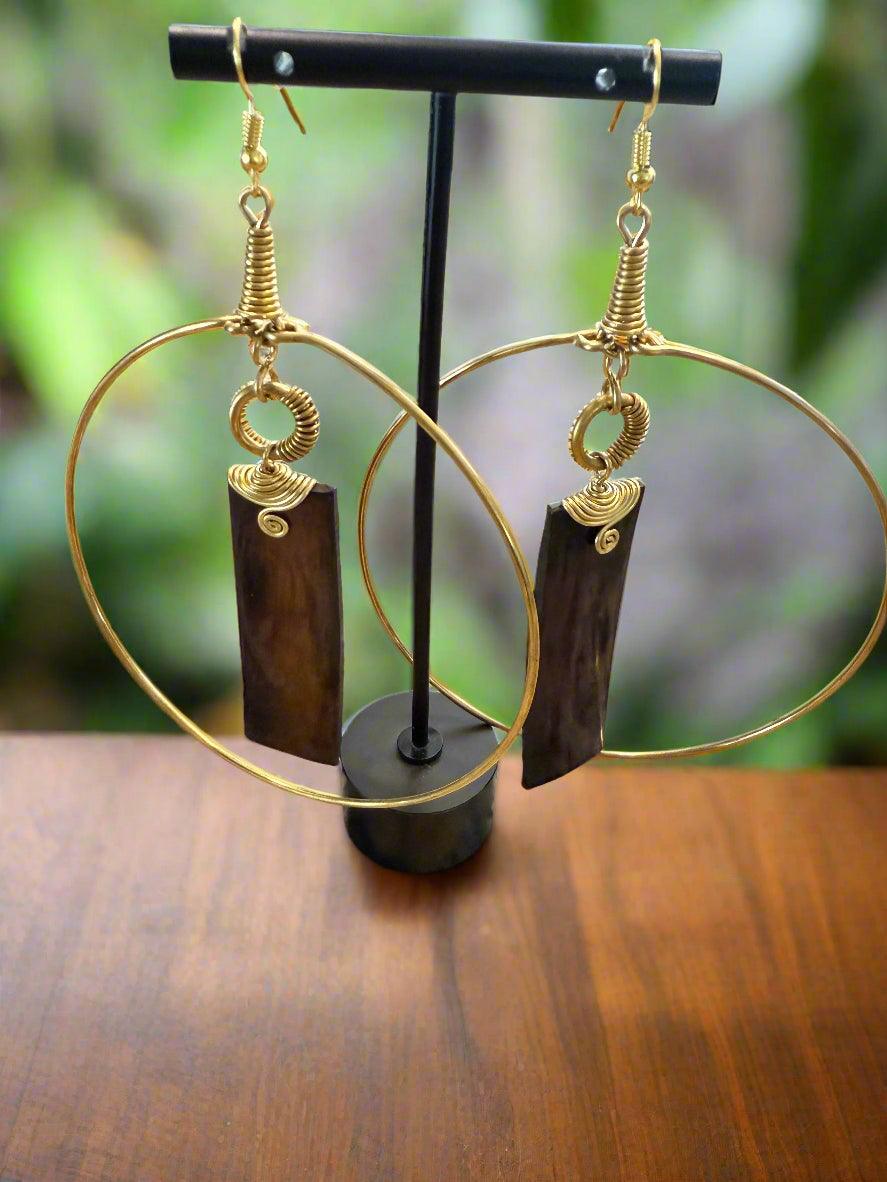 Bone & Brass Earrings | Handmade Hoops, Tribal & Geometric