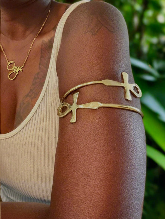 Adjustable Brass Arm Cuffs - ONYX MODE