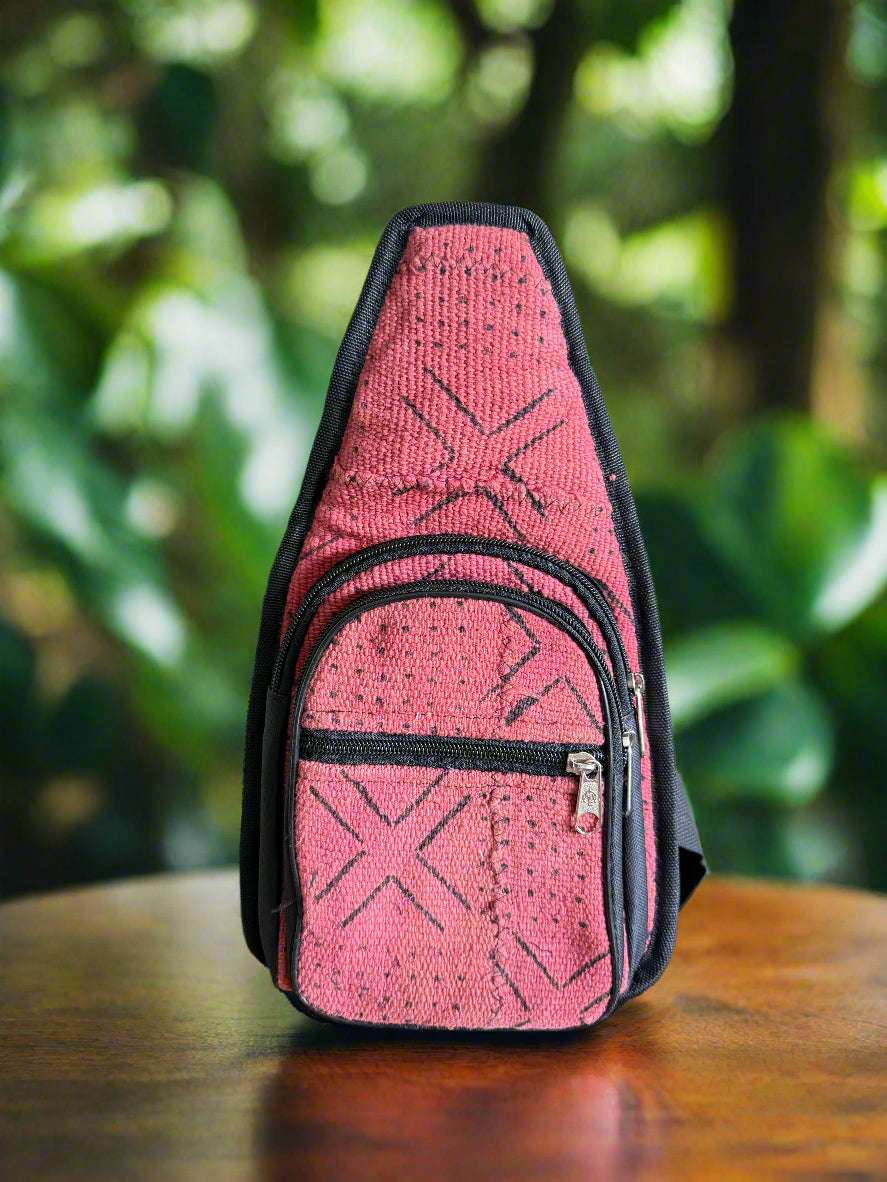 African Mud Cloth Crossbody Bag – Unisex Sling Bag | Adjustable Shoulder Chest Bag - ONYX MODE