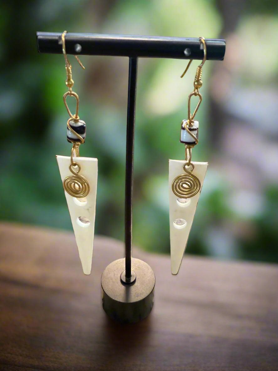 Bone & Brass Earrings – Carved in Culture Collection | Hoops, Geometric & Statement Styles - ONYX MODE
