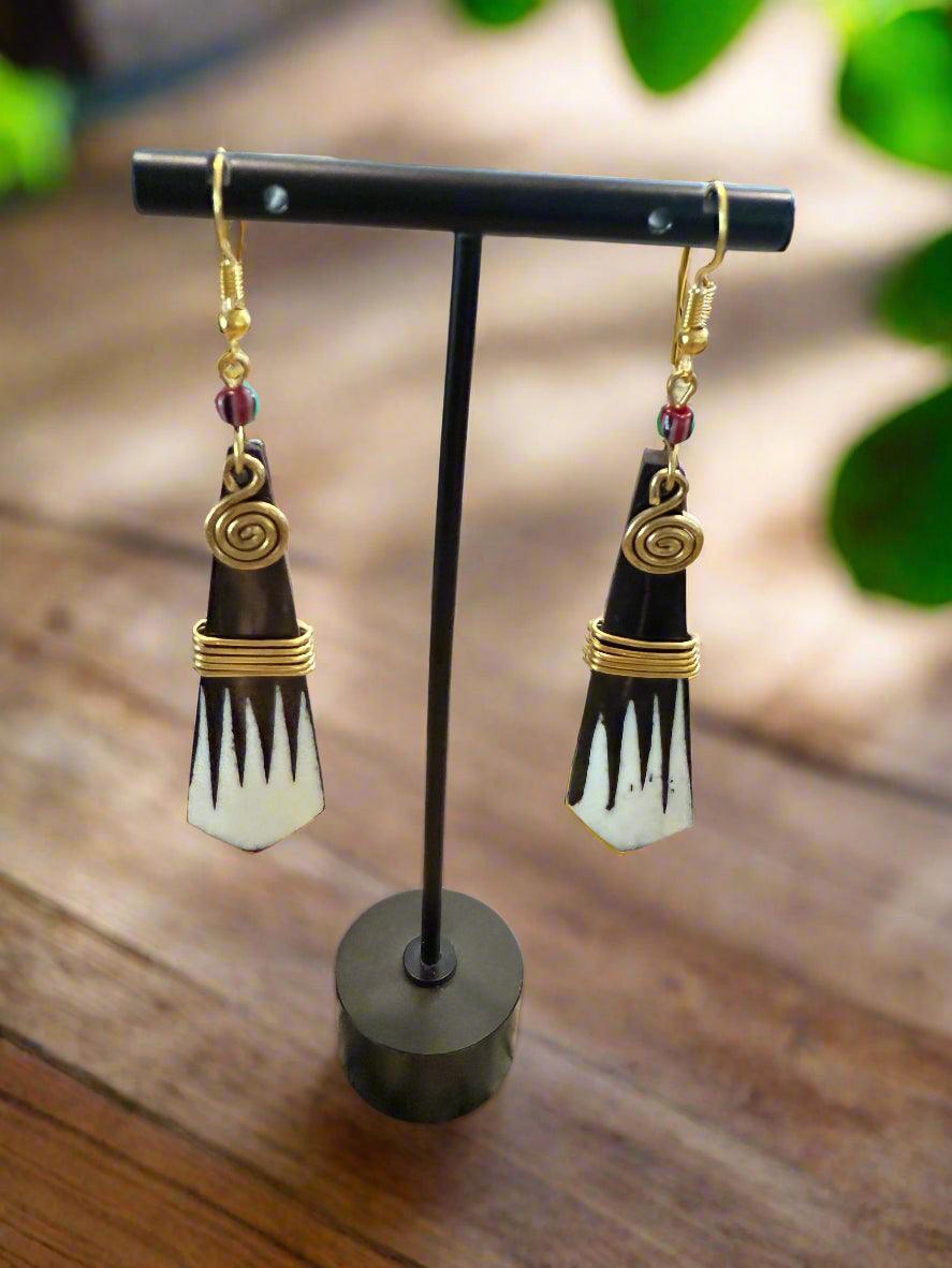 Bone & Brass Earrings – Carved in Culture Collection | Hoops, Geometric & Statement Styles - ONYX MODE