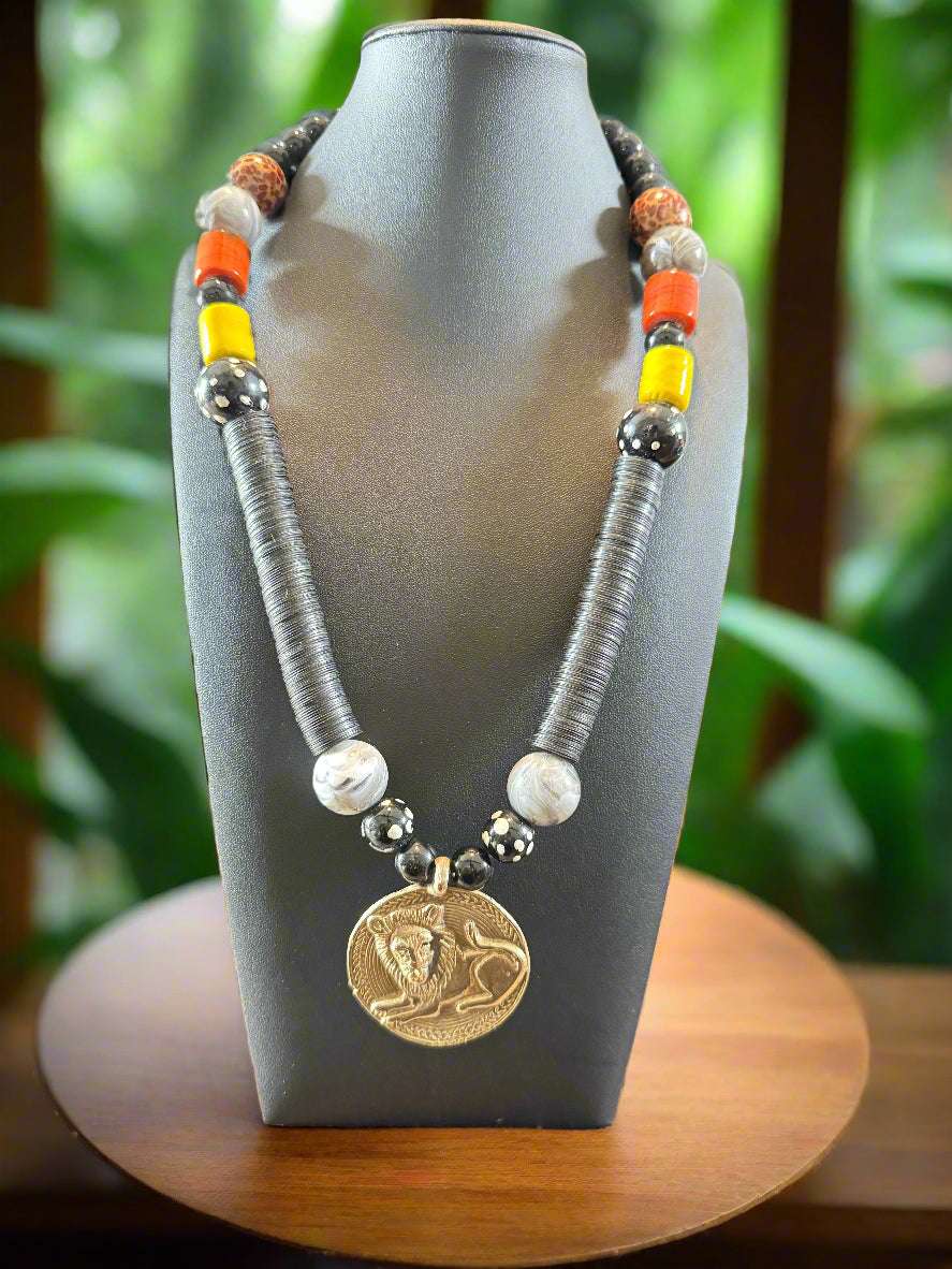 Brass & Beaded Pendant Necklaces – Handmade in Ghana | African Statement Jewelry - ONYX MODE