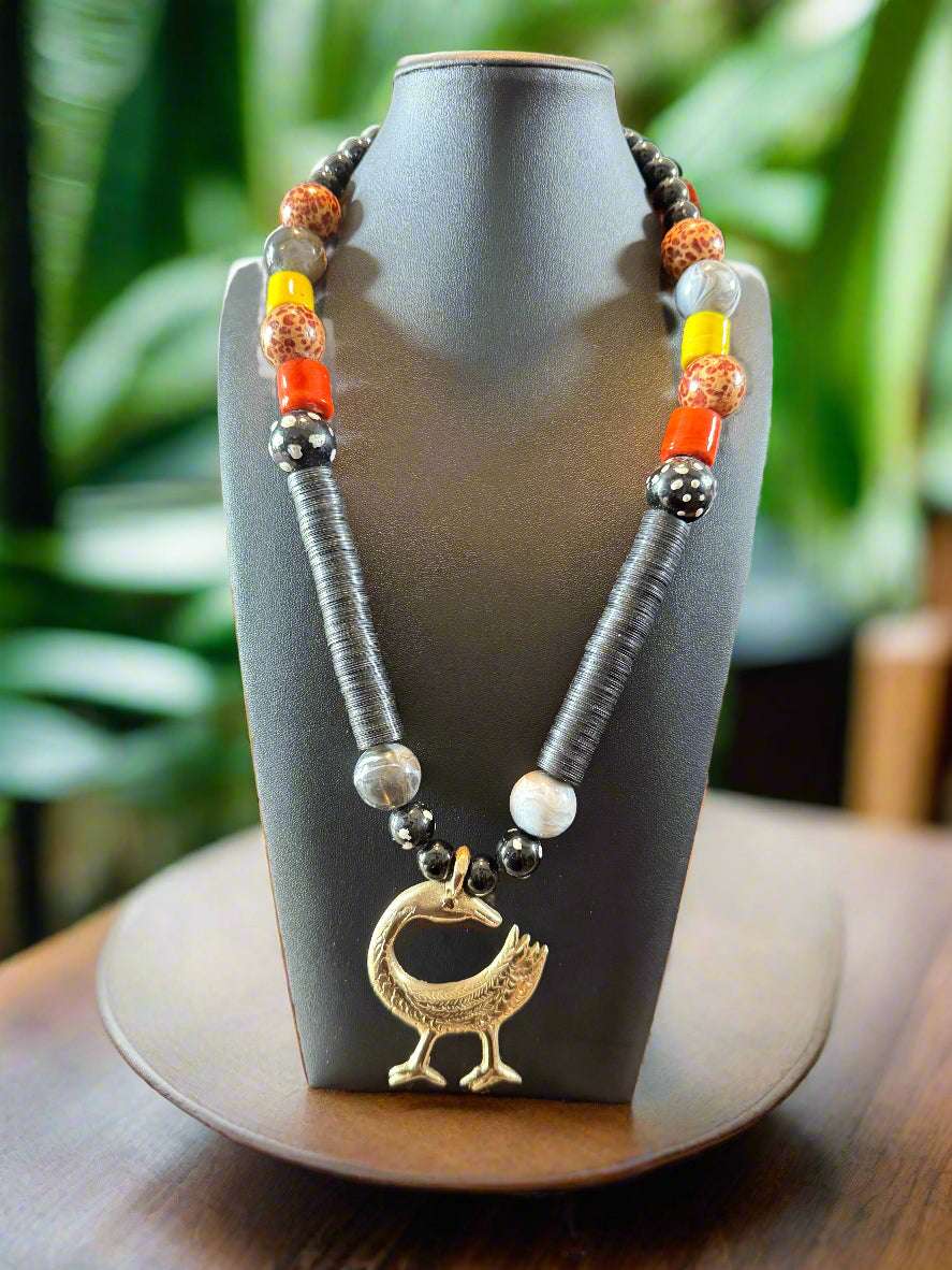 Brass & Beaded Pendant Necklaces – Handmade in Ghana | African Statement Jewelry - ONYX MODE