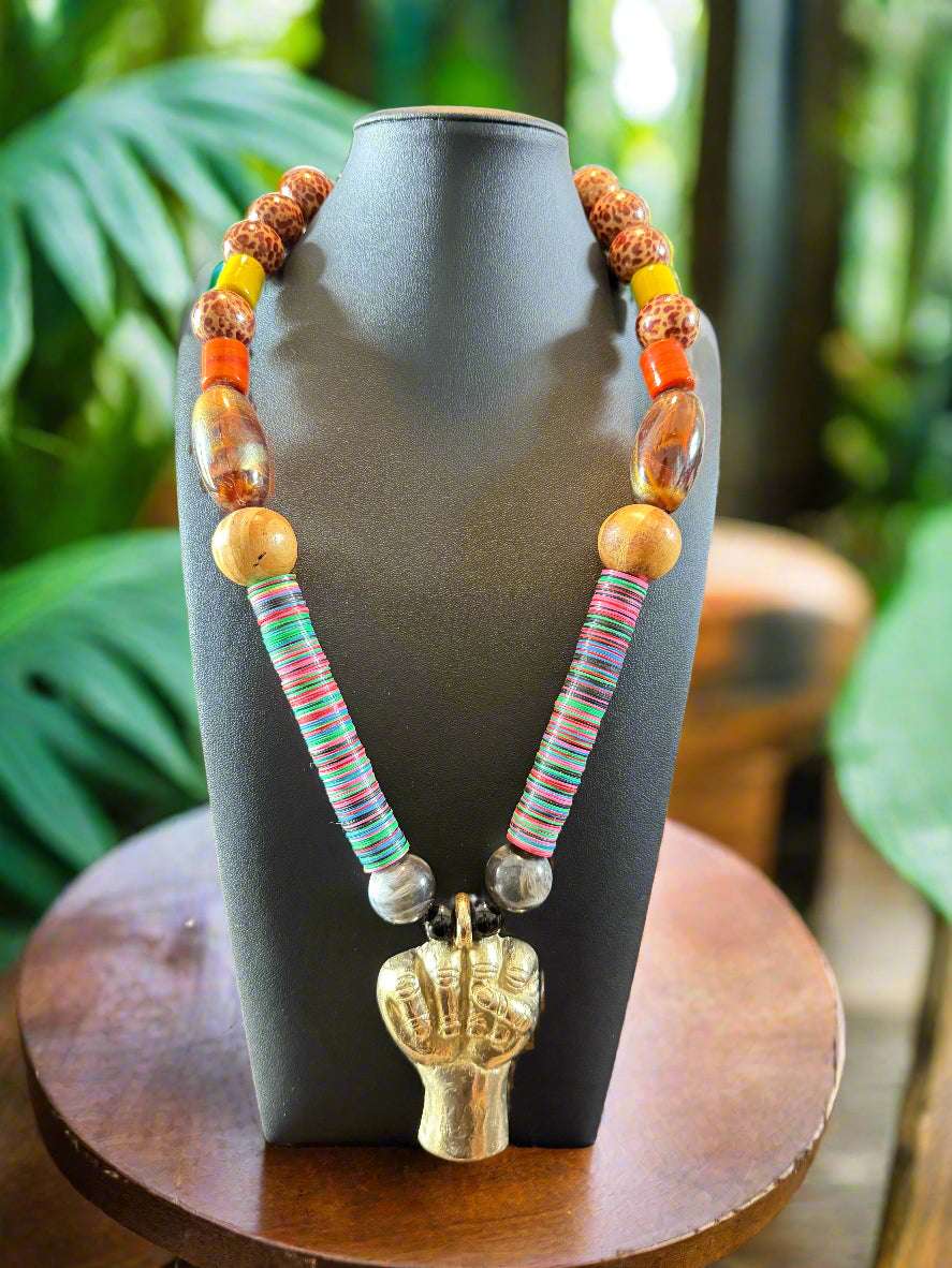 Brass & Beaded Pendant Necklaces – Handmade in Ghana | African Statement Jewelry - ONYX MODE
