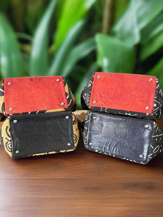Mudcloth & Leather Handbag – Handmade in Ghana, African Bògòlanfini Purse - ONYX MODE
