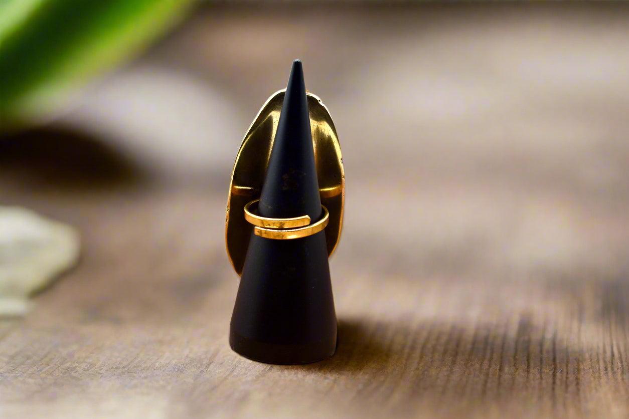 Oversized Cowrie Shell Brass Ring - Abundance & Feminine Power - ONYX MODE